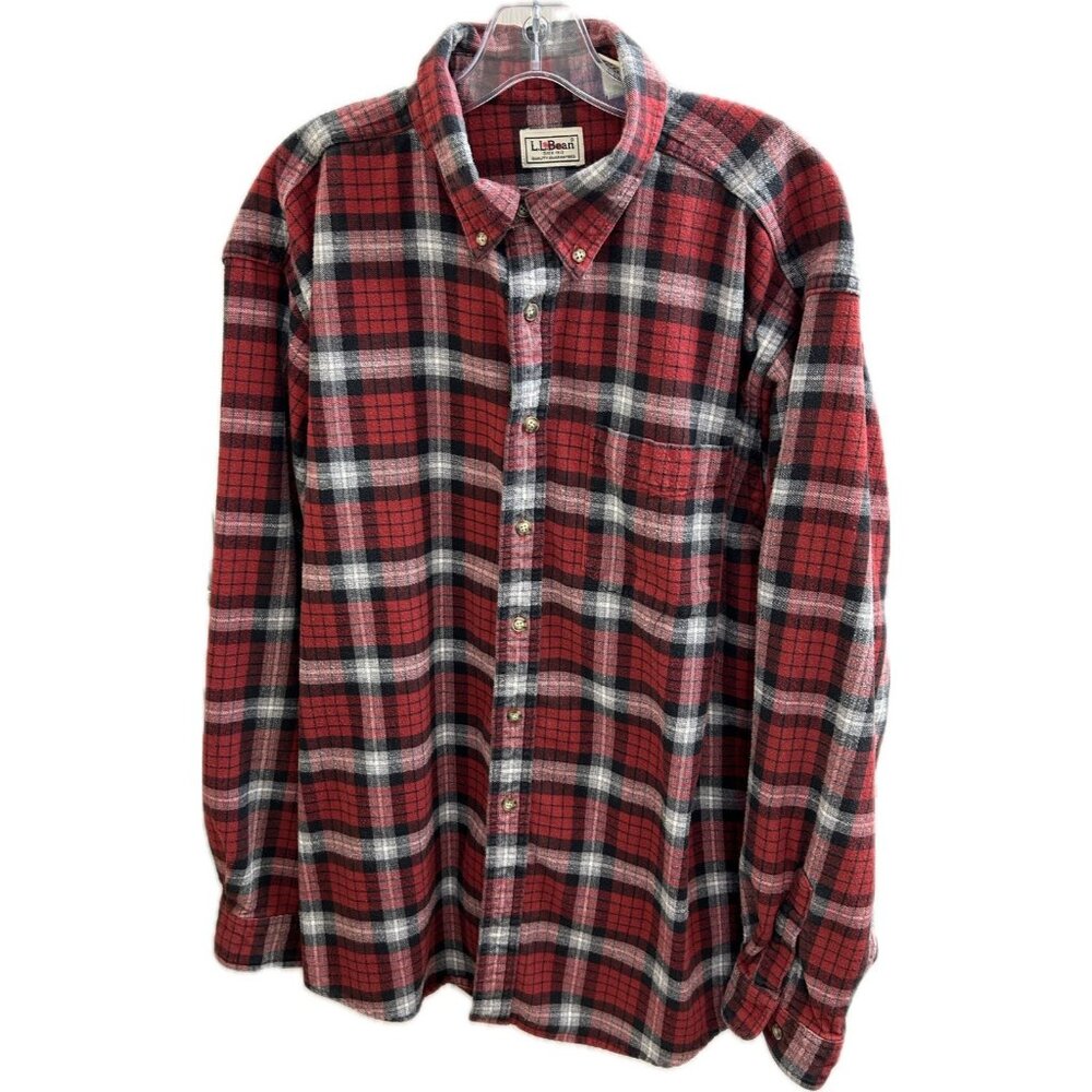 Vintage LL Bean Button Down Pocket Flannel Shirt Mens XL Plaid Purple OMT30 - Picture 1 of 9